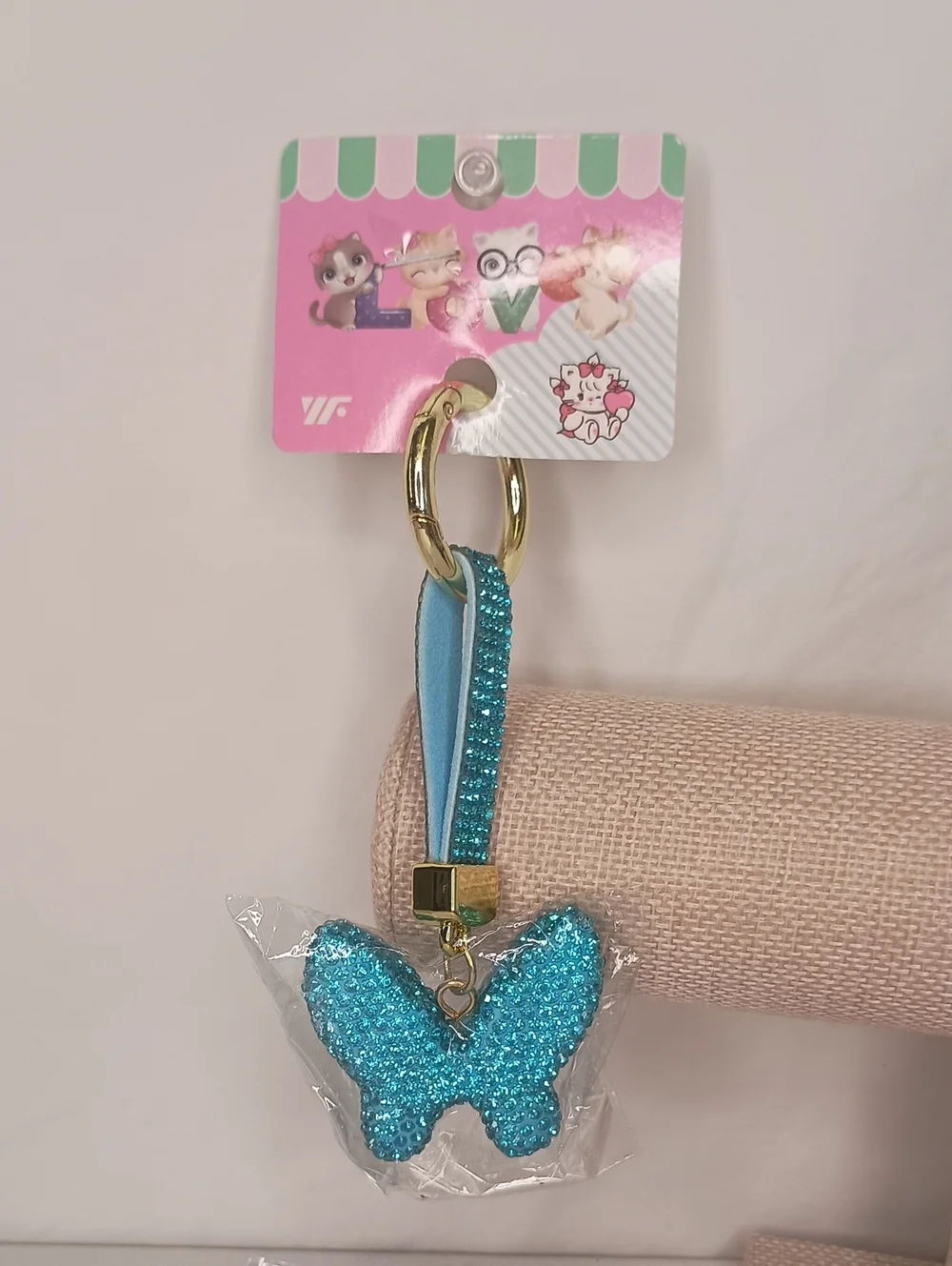 Rhinestone Butterfly Keychain / Bag Charm Purse Accessories Blue